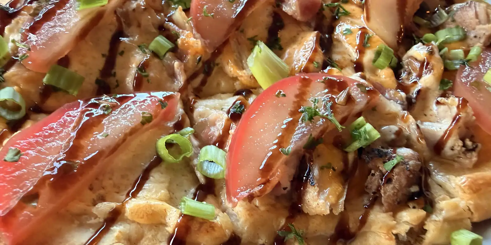 Chicken, bacon and pickled apple pizza