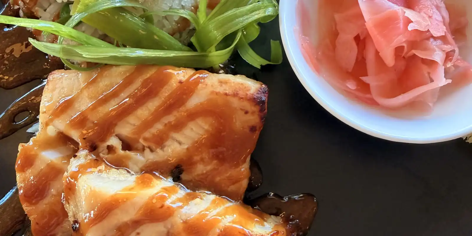 Sablefish with a ponzu sauce, sticky rice and pickled ginger